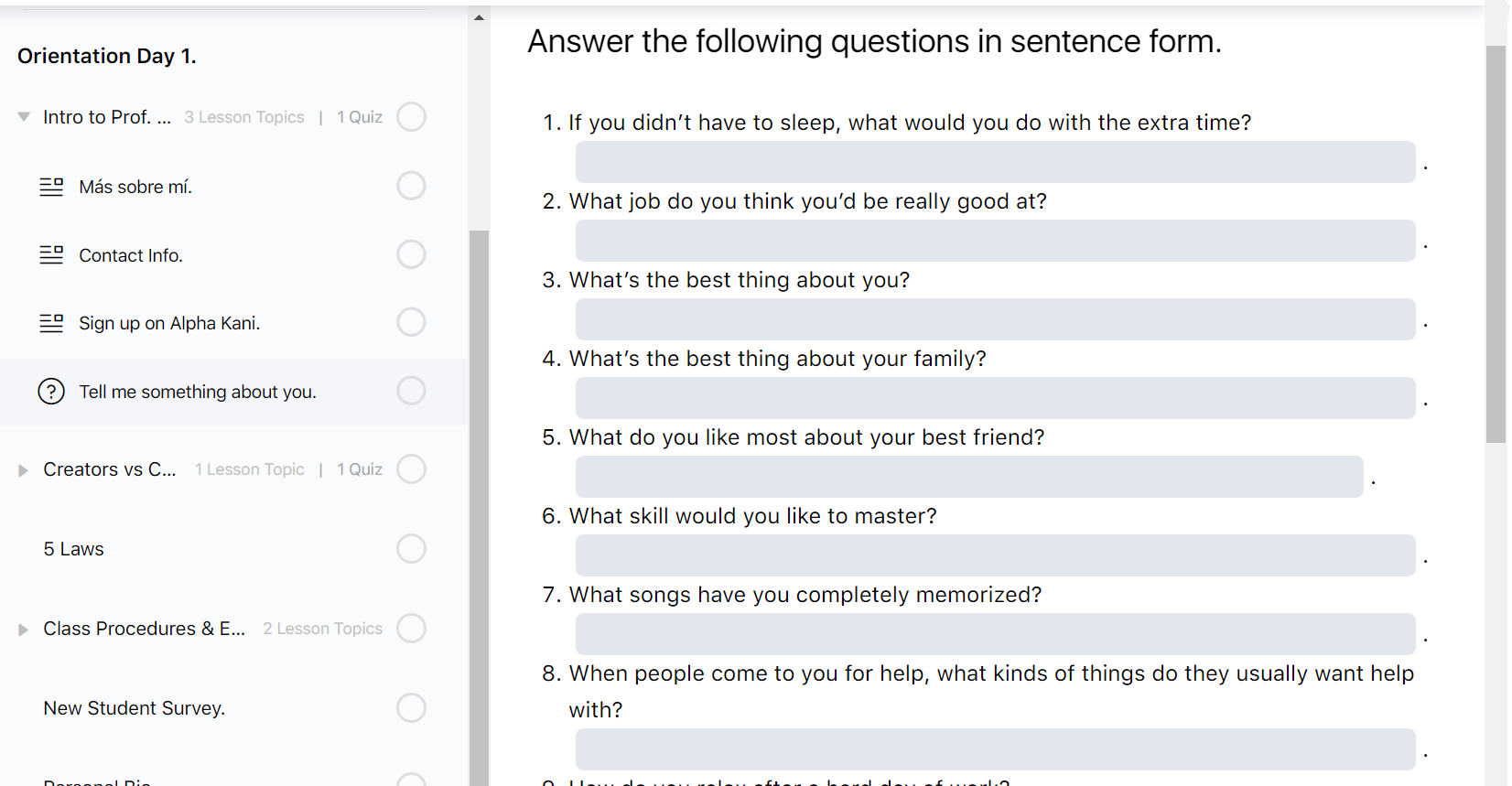 fill in quiz